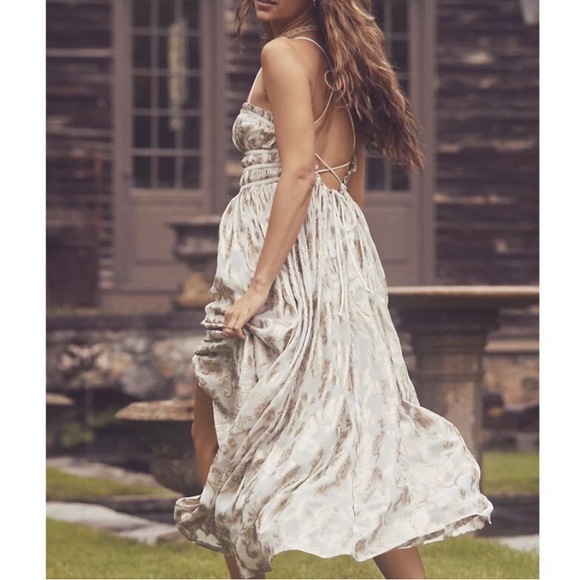New Free People Charlie Bustier Corset Small Ivory Gold Metallic Jacquard Maxi - Picture 9 of 15